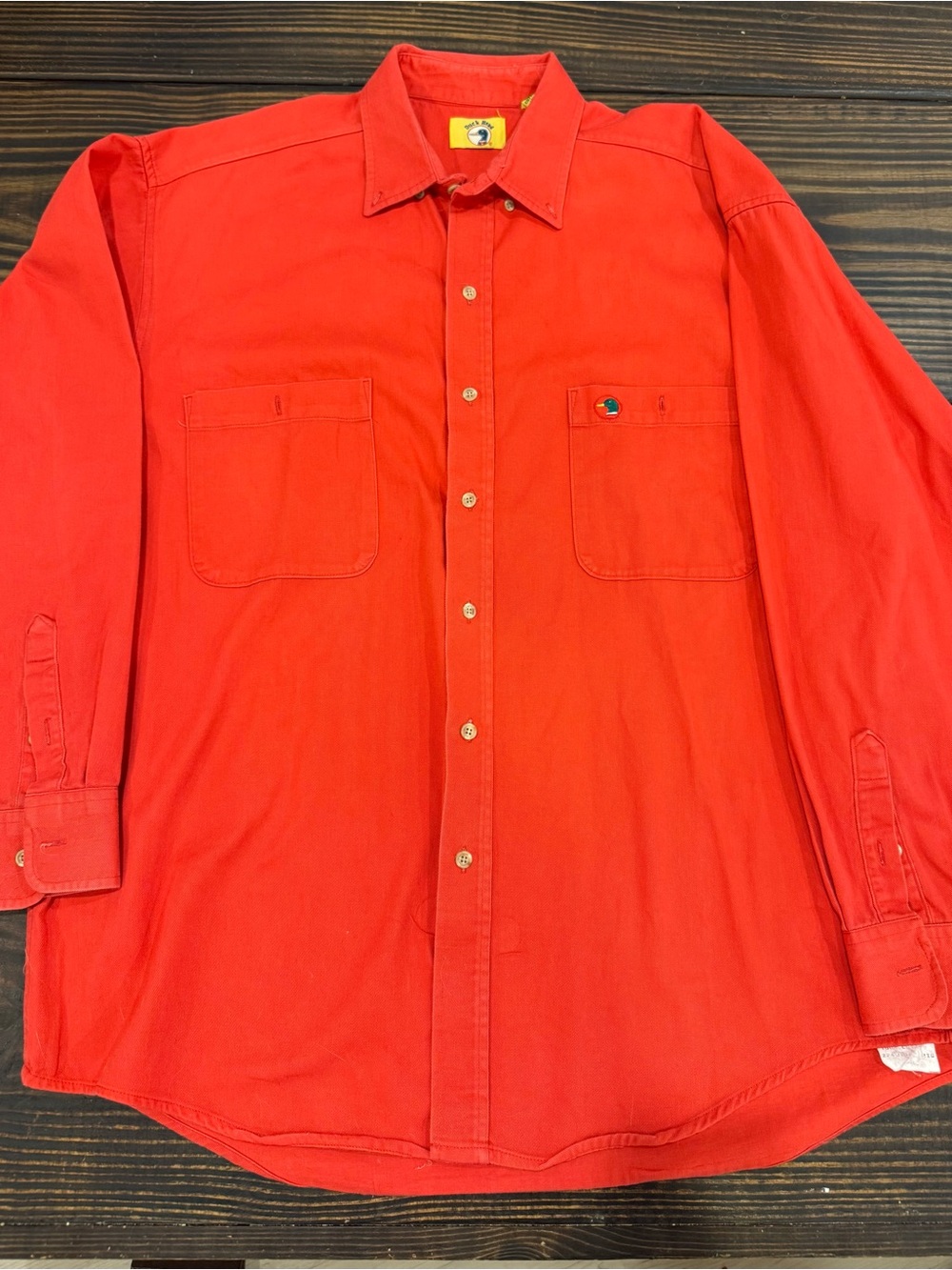 Vintage Duck Head Men's Casual Red Button-Down Shirt with Chest Pockets